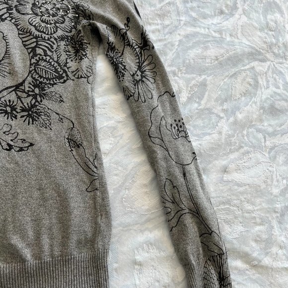 Desigual Grey Floral Knit Top - Picture 5 of 8